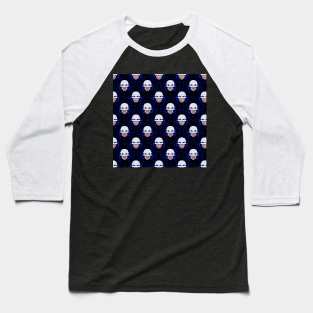 Cyber Skull Blue Baseball T-Shirt